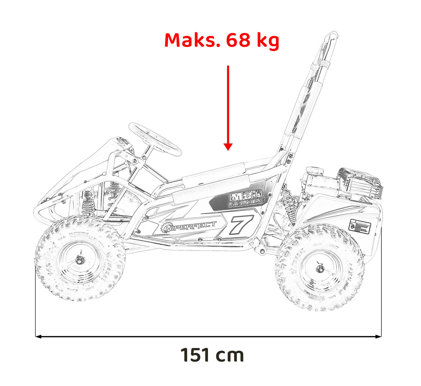 Pojazd Gokart Spalinowy MUD MONSTER Czerwony
