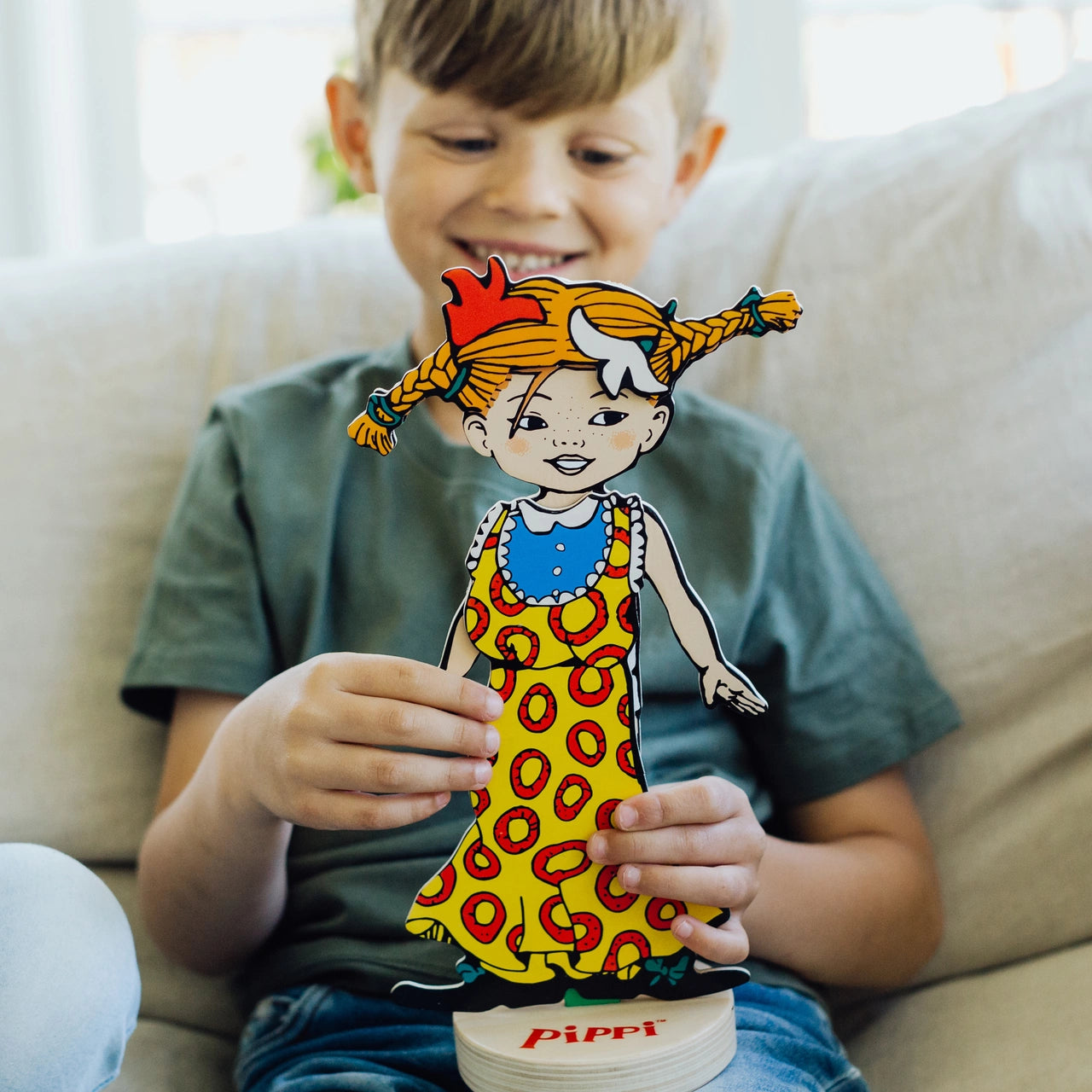 Drewniana lalka Pippi Langstrumpf zestaw przebieranie zabawka dla dzieci