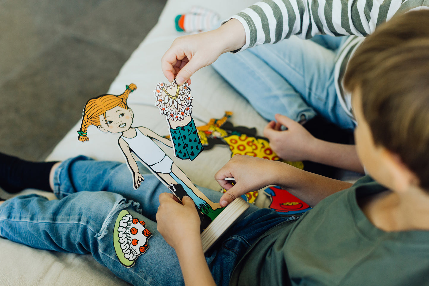 Drewniana lalka Pippi Langstrumpf zestaw przebieranie zabawka dla dzieci