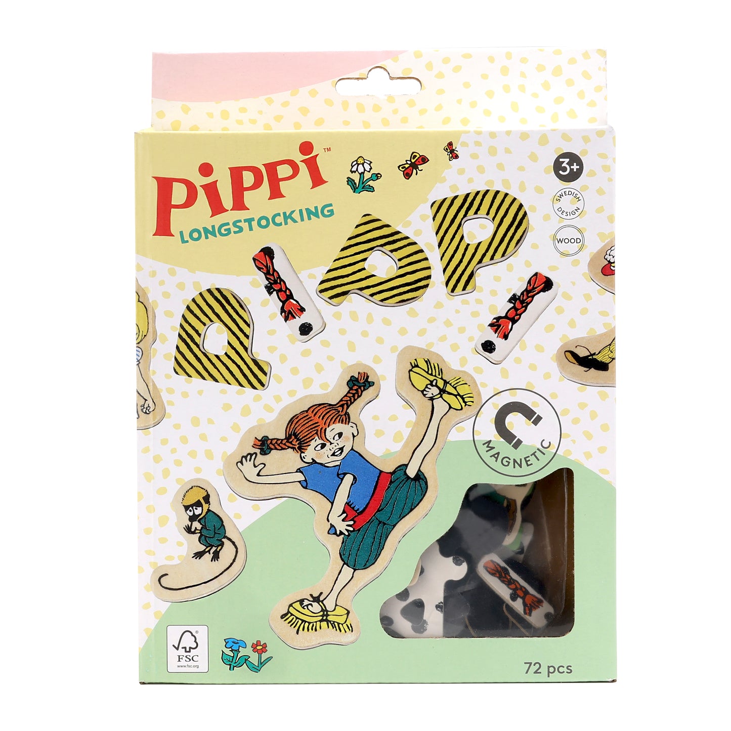 Magnetyczne literki i obrazki, edukacyjna zabawka dla dzieci, zestaw Pippi