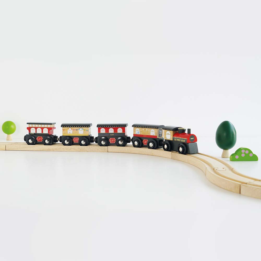 Drewniany pociąg Royal Express zestaw z wagonami zabawka, dzieci Le Toy Van
