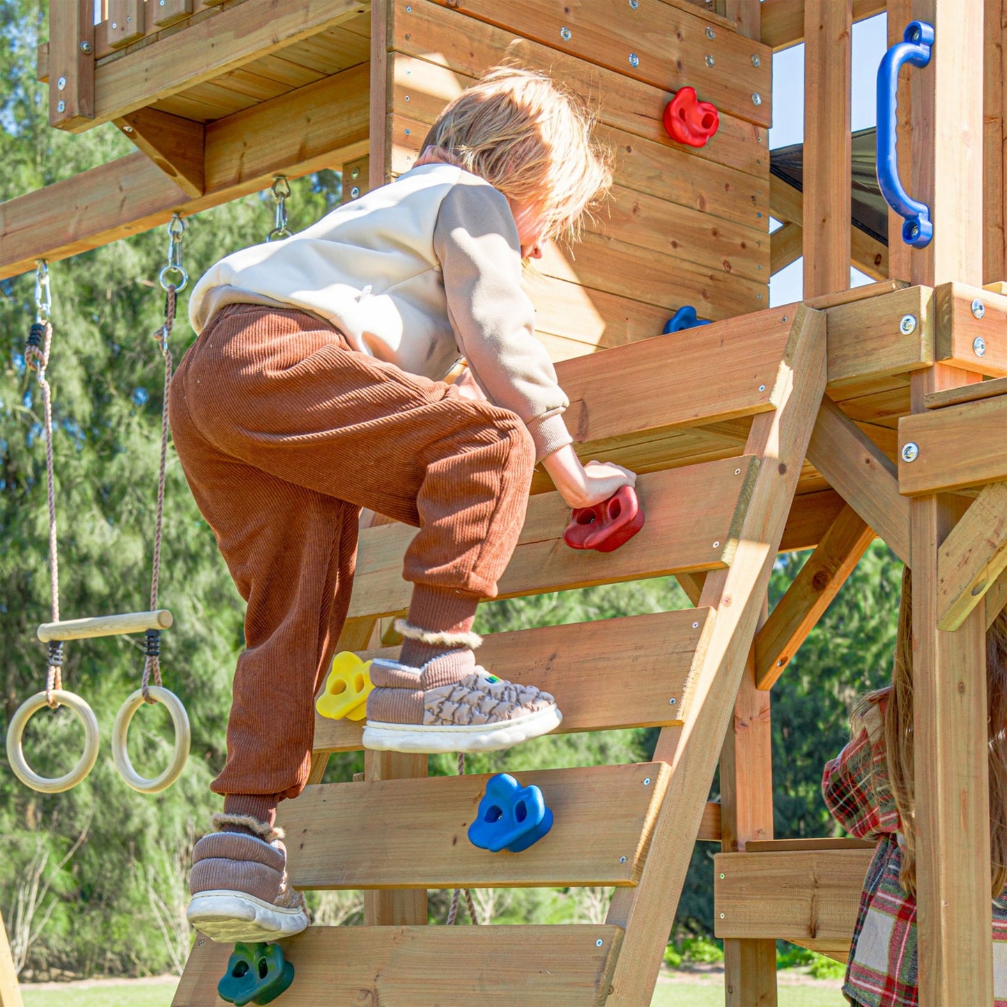 AXI Mitch play tower - Duży Plac Zabaw Drewniany Zjeżdżalnia Hustawki Ścianka Wspinaczkowa + Wieża