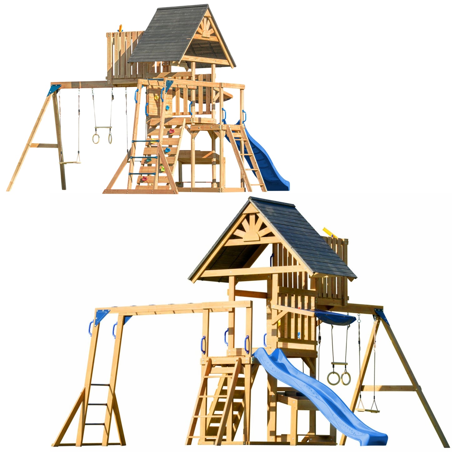 AXI Mitch play tower - Duży Plac Zabaw Drewniany Zjeżdżalnia Hustawki Ścianka Wspinaczkowa + Wieża