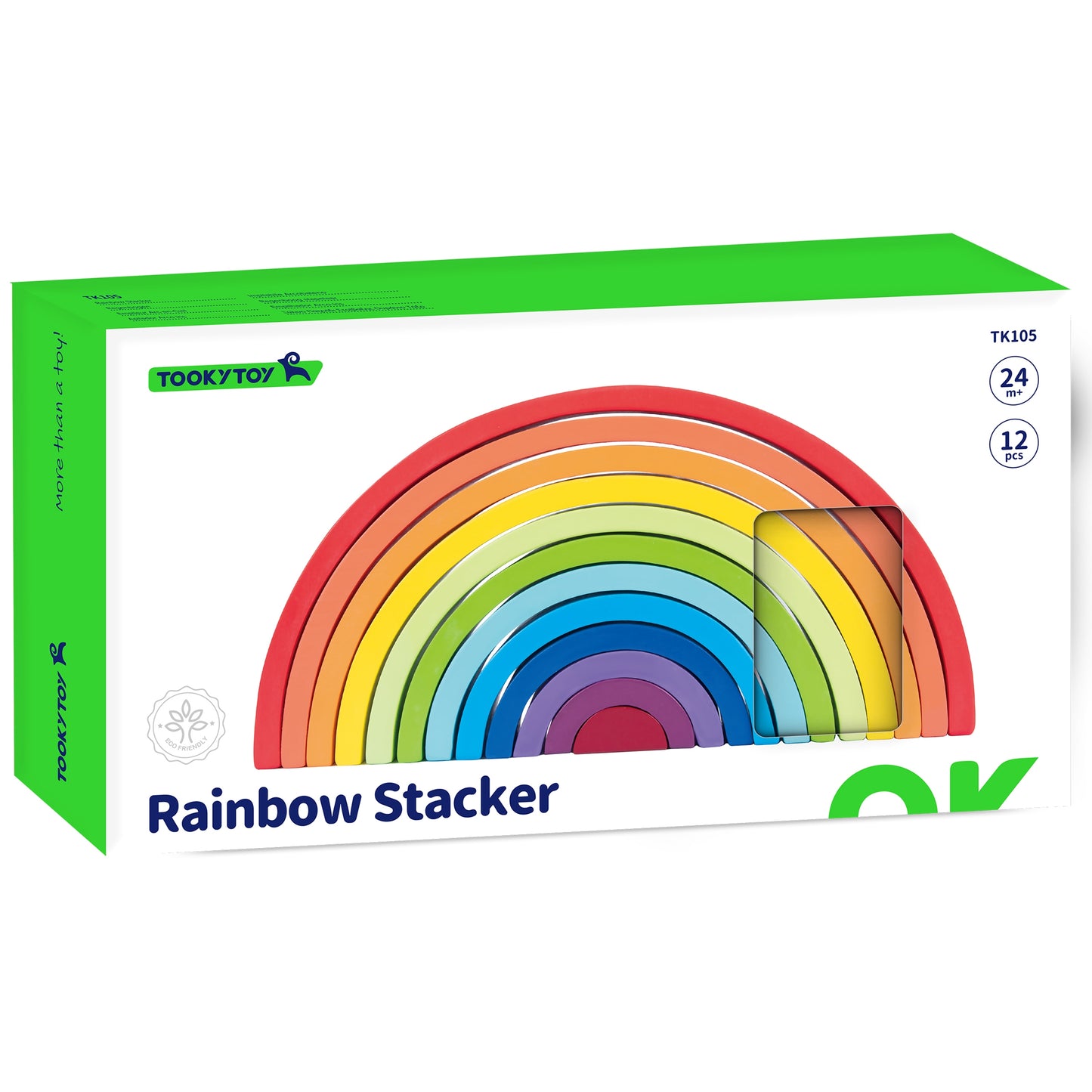 TOOKY TOY Układanka Drewniane Klocki Montessori Tęcza