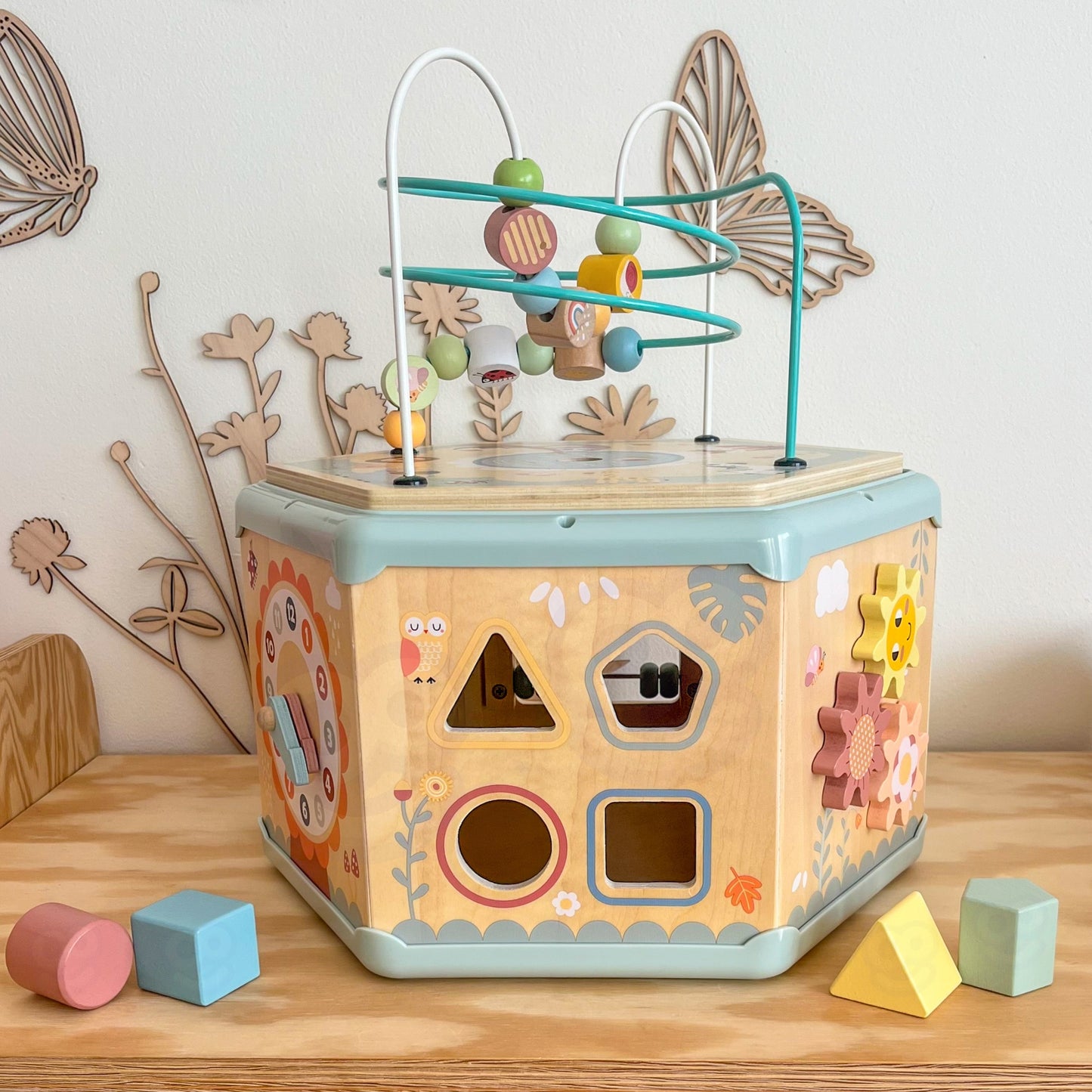 TOOKY TOY Interaktywny Drewniany Sześciokąt Montessori Otwierane Pudełko
