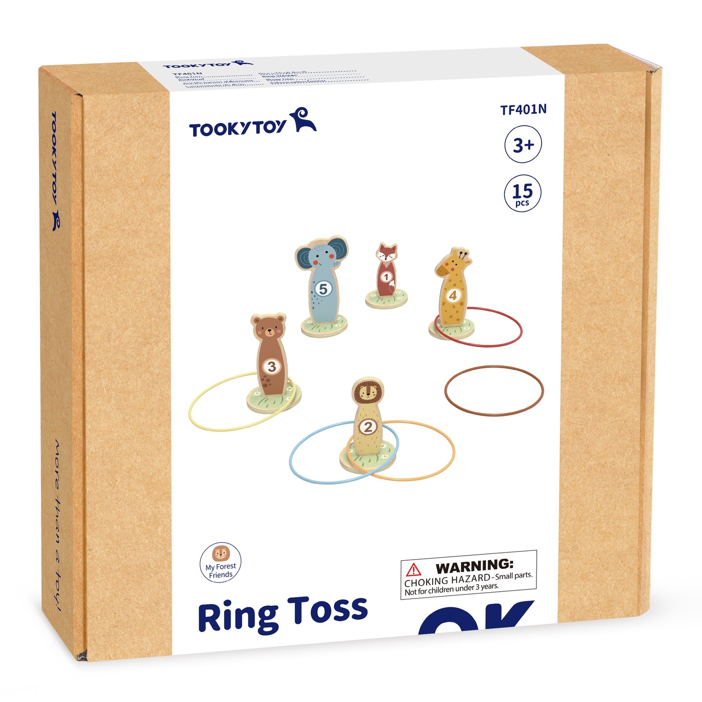 TOOKY TOY Rzut do Celu Drewniana Gra Zręcznościowa Obręcze 15 el.