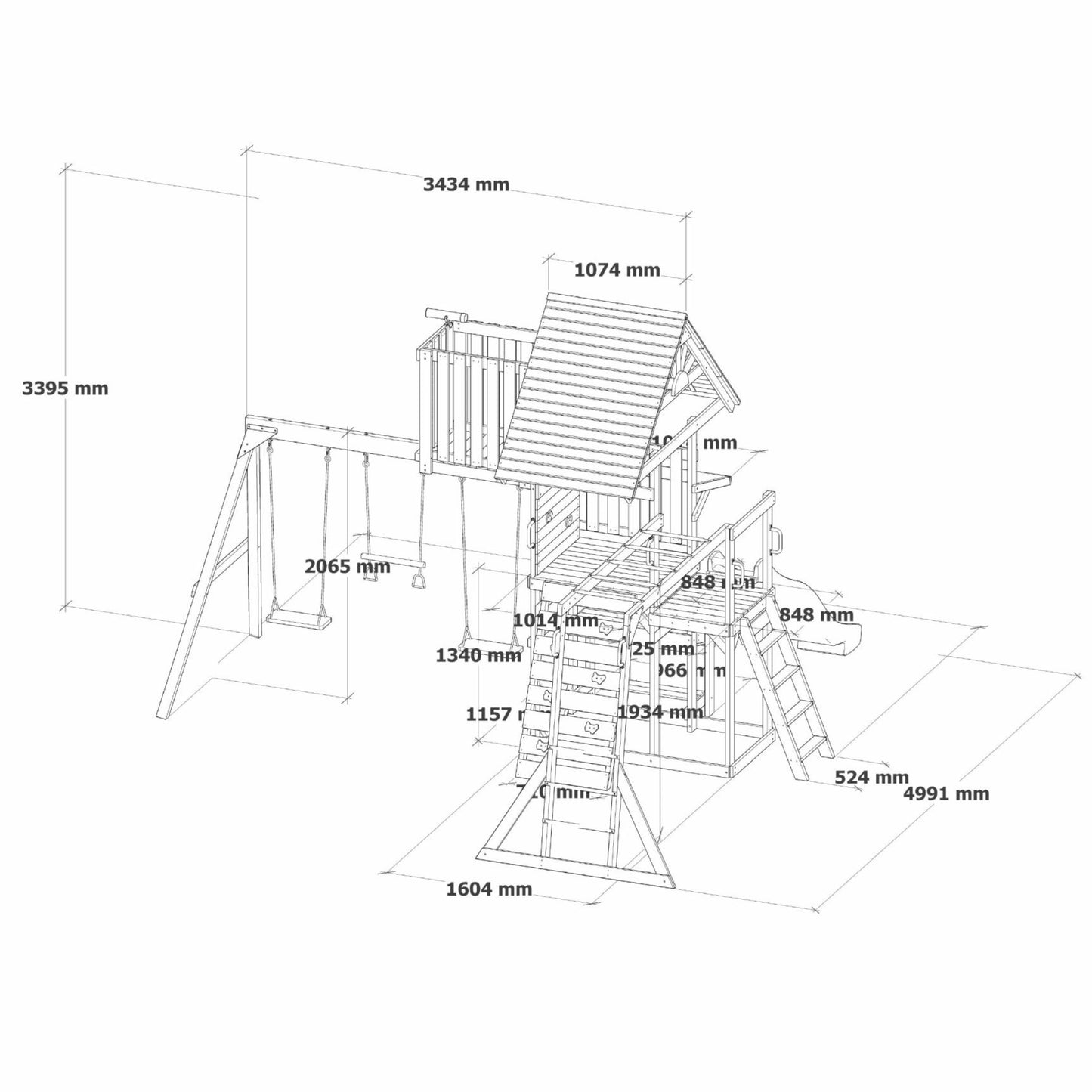 AXI Mitch play tower - Duży Plac Zabaw Drewniany Zjeżdżalnia Hustawki Ścianka Wspinaczkowa + Wieża