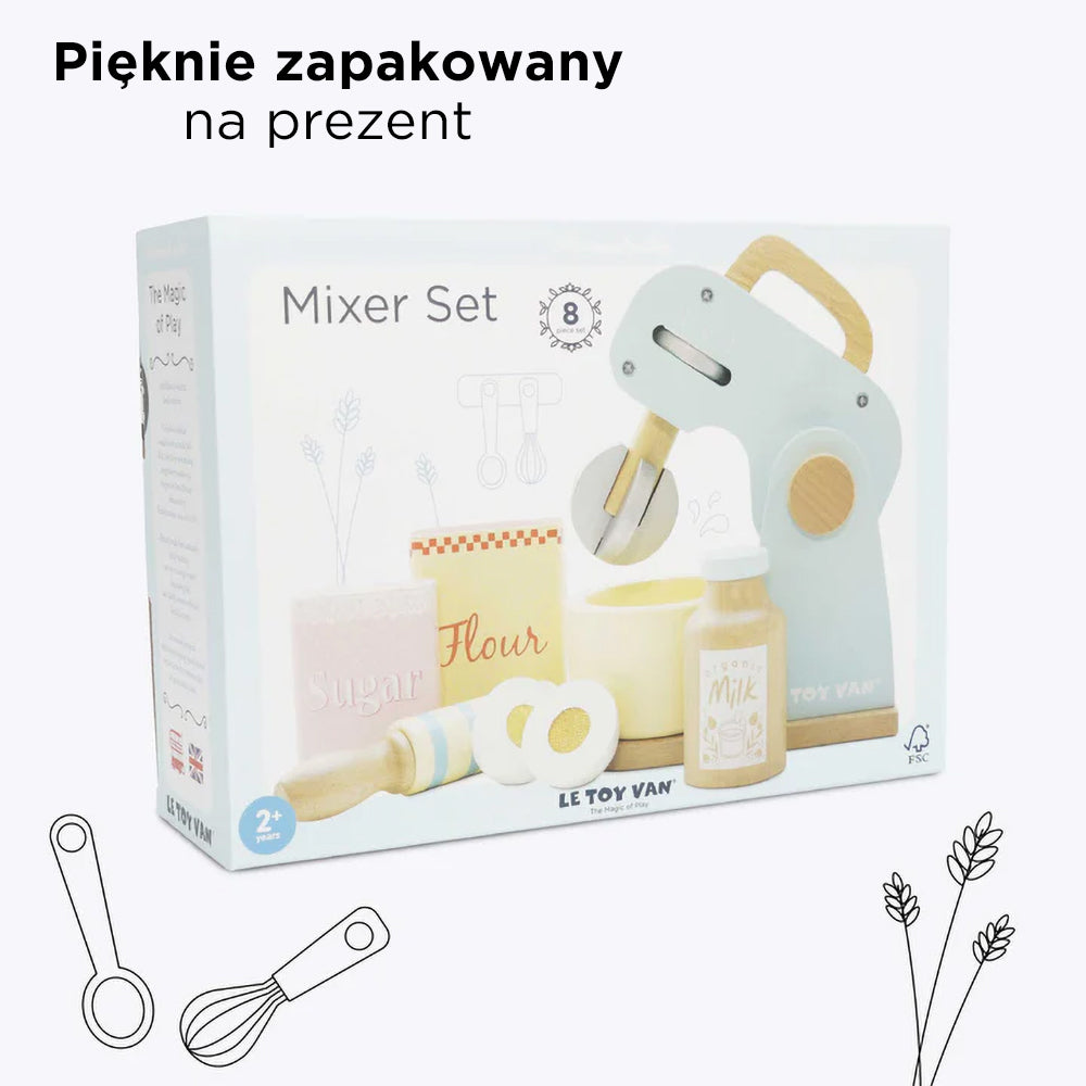 Drewniany mikser z akcesoriami, zabawka dla dzieci, gotowanie, Le Toy Van