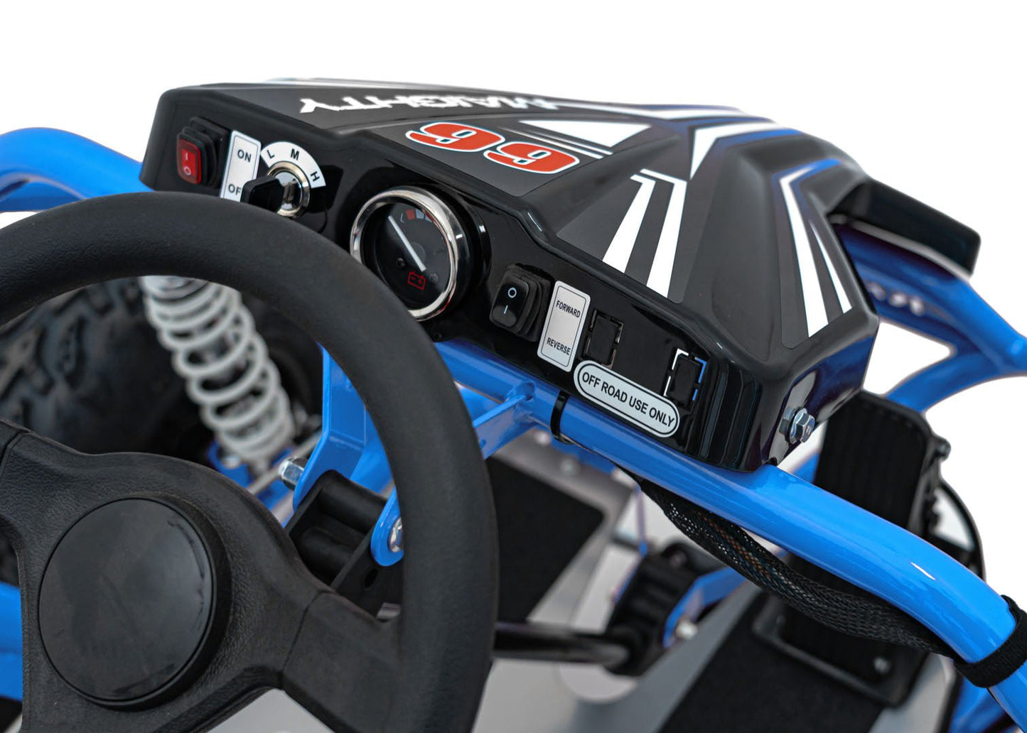 Pojazd Gokart Elektryczny MAIGHTY Niebieski - www.zabawki - sensoryczne.pl