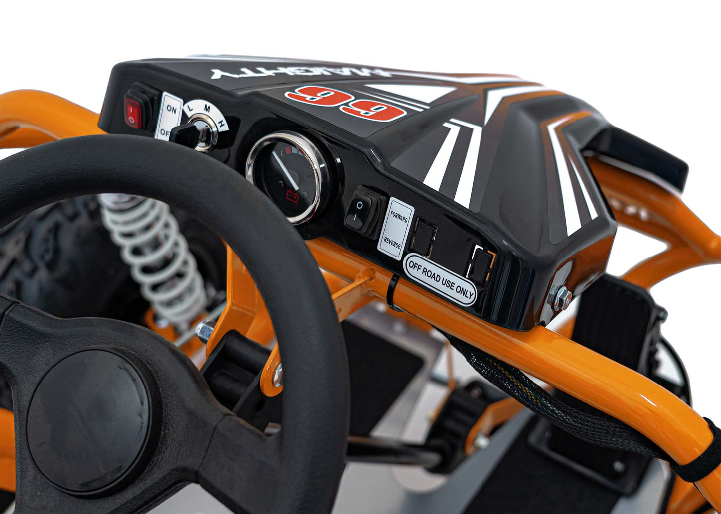 Pojazd Gokart Elektryczny MAIGHTY Pomarańczowy - www.zabawki - sensoryczne.pl