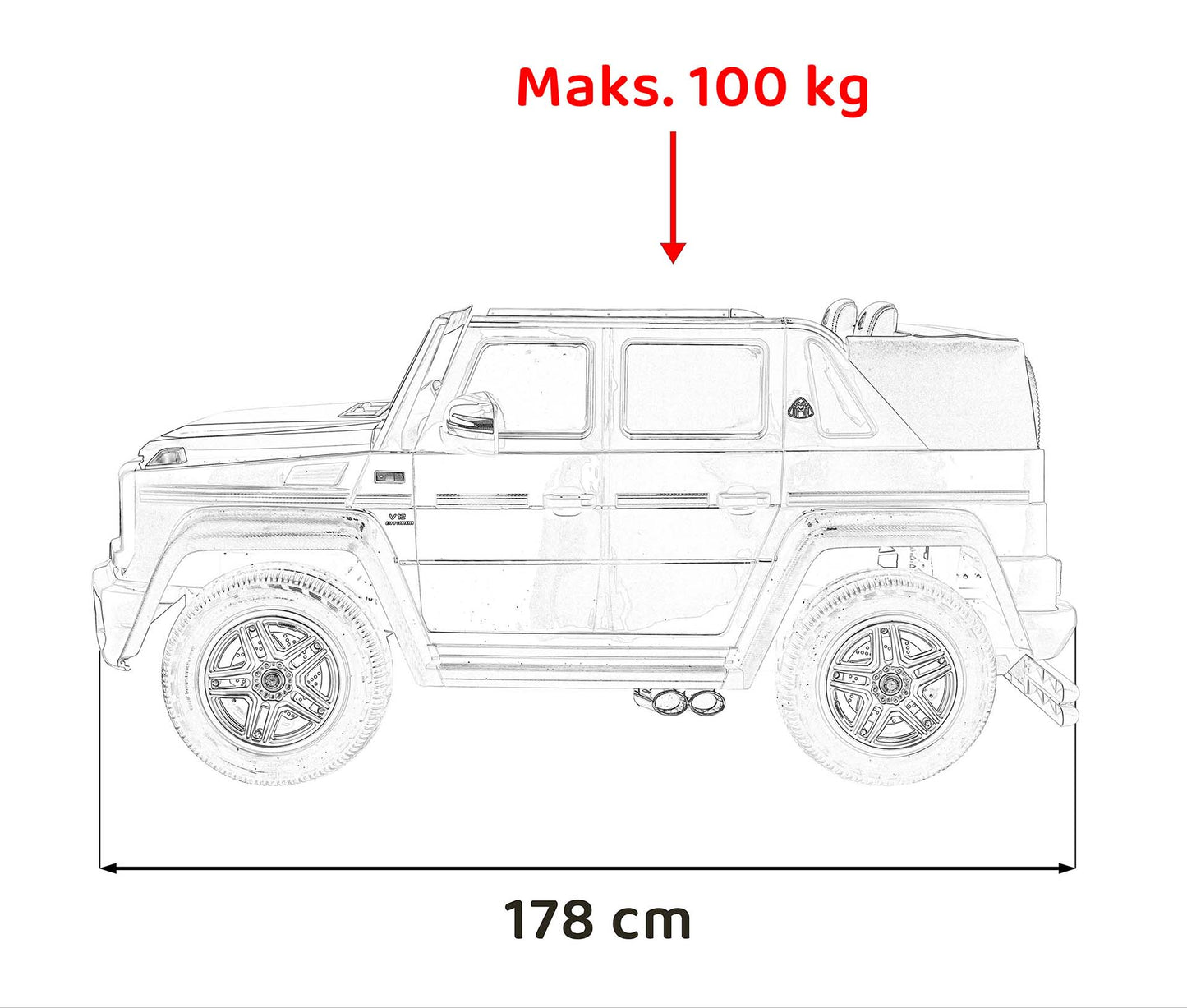 Pojazd Mercedes Benz MAYBACH G650 STRONG Czarny - www.zabawki - sensoryczne.pl