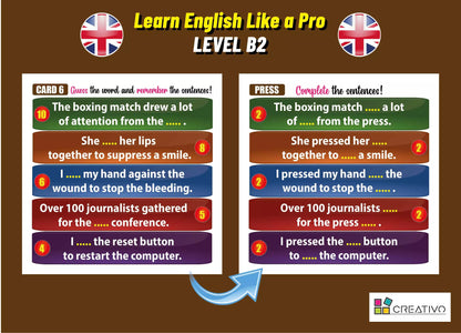 Learn English Like a Pro - Inteligentne fiszki + gra (poziom B2)