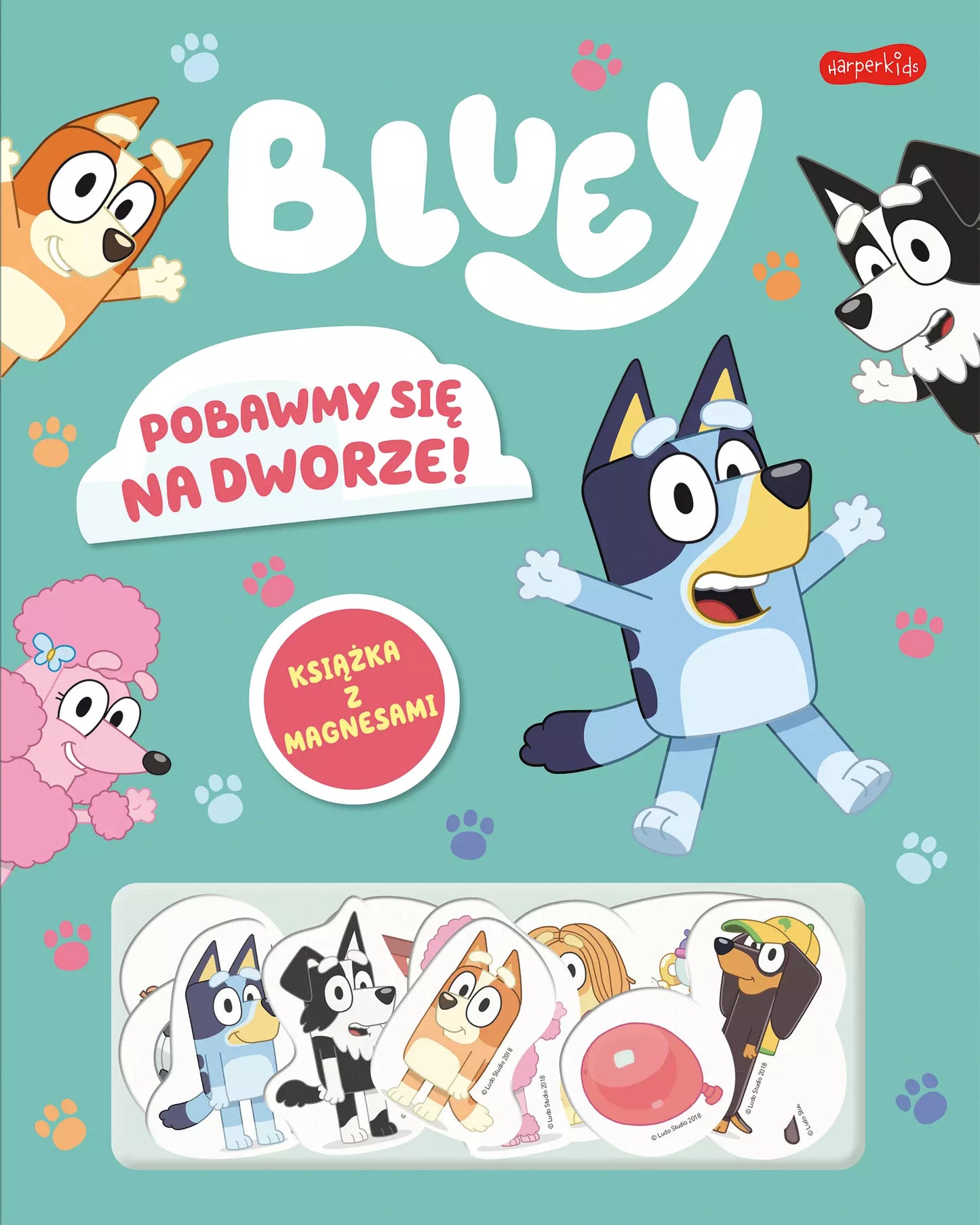Bluey. Pobawmy się na dworze! Książka z magnesami