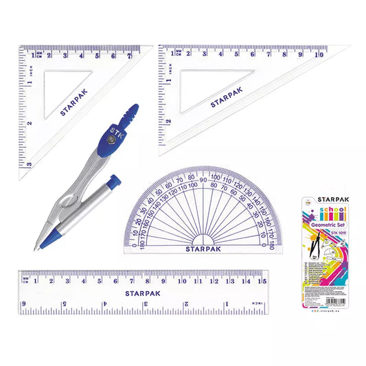 Cyrkiel + zestaw geometryczny