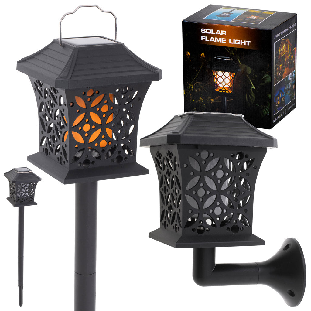 Lampa solarna ogrodowa ażurowa latarenka wisząca wbijana lampion 12 LED