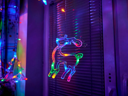 Lampki LED kurtyna renifer dzwonek mix świąteczne choinkowe 2,5m 138LED multikolor 8 trybów świecenia IP44