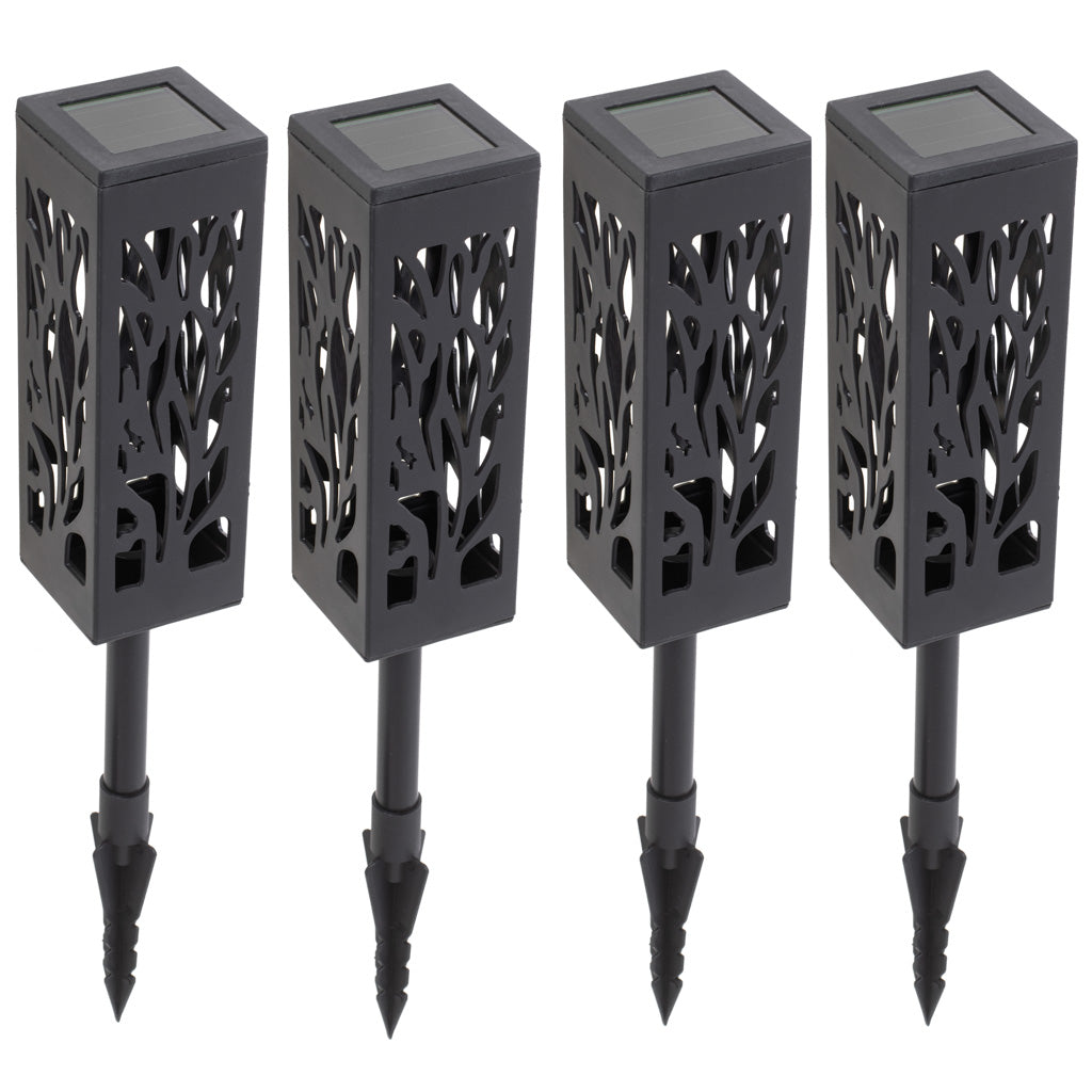 Lampa solarna ogrodowa ażurowa latarenka lamion LED czujnik zmierzchu wbijana 4szt.