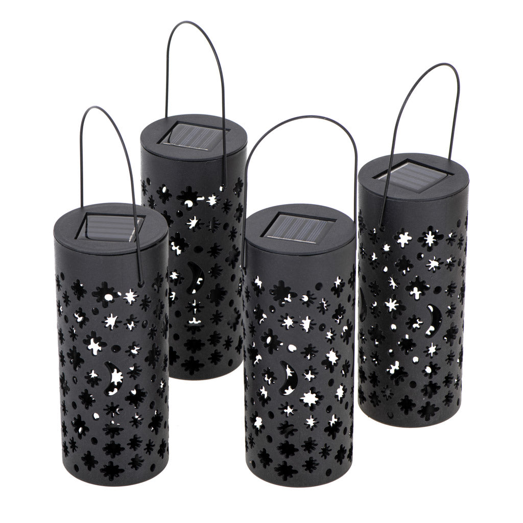 Lampa solarna ogrodowa ażurowa latarenka lampion LED czujnik zmierzchu wbijana 4szt.