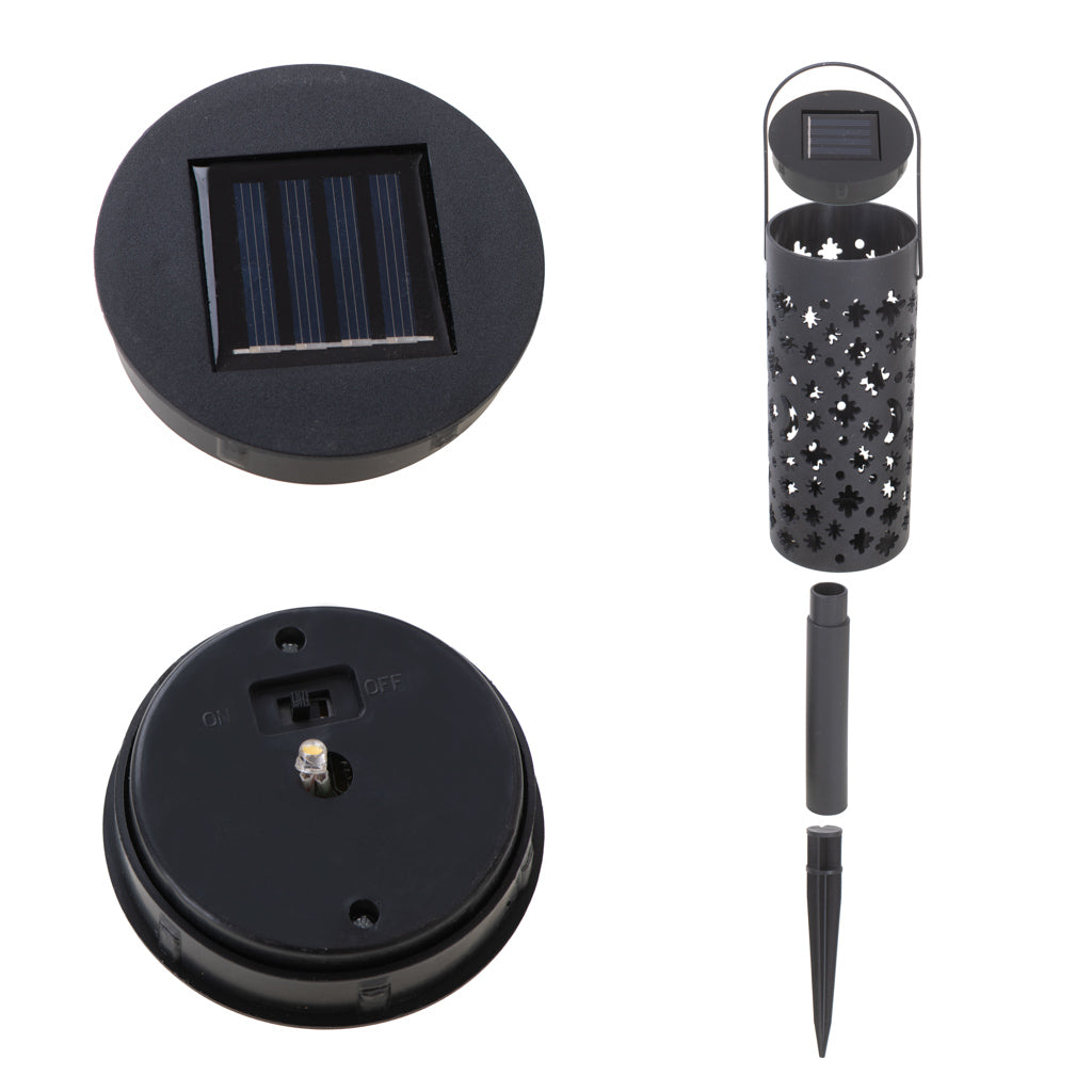 Lampa solarna ogrodowa ażurowa latarenka lampion LED czujnik zmierzchu wbijana 4szt.