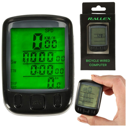 Licznik rowerowy RALLEX wodoodporny przewodowy prędkościomierz podświetlany 25w1 LCD