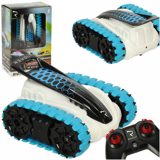 Samochód zdalnie sterowany pojazd gąsiennicowy RC REVOLT TG1006 High-Performance Track Racer 2.4GHz LED Off-Road Zasięg do 40m niebieski