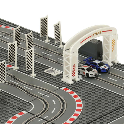 Tor wyścigowy samochodowy elektryczny policyjny 2 auta autka kontrolery zakręty klocki konstrukcyjne GD-02