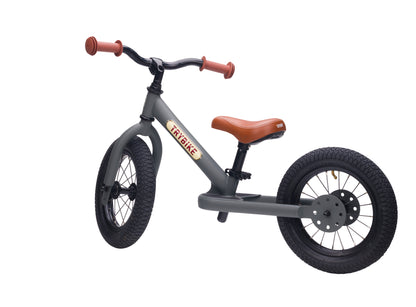 Pierwszy rowerek trójkołowy dziecięcy biegowy 2w1 szary matowy Trybike