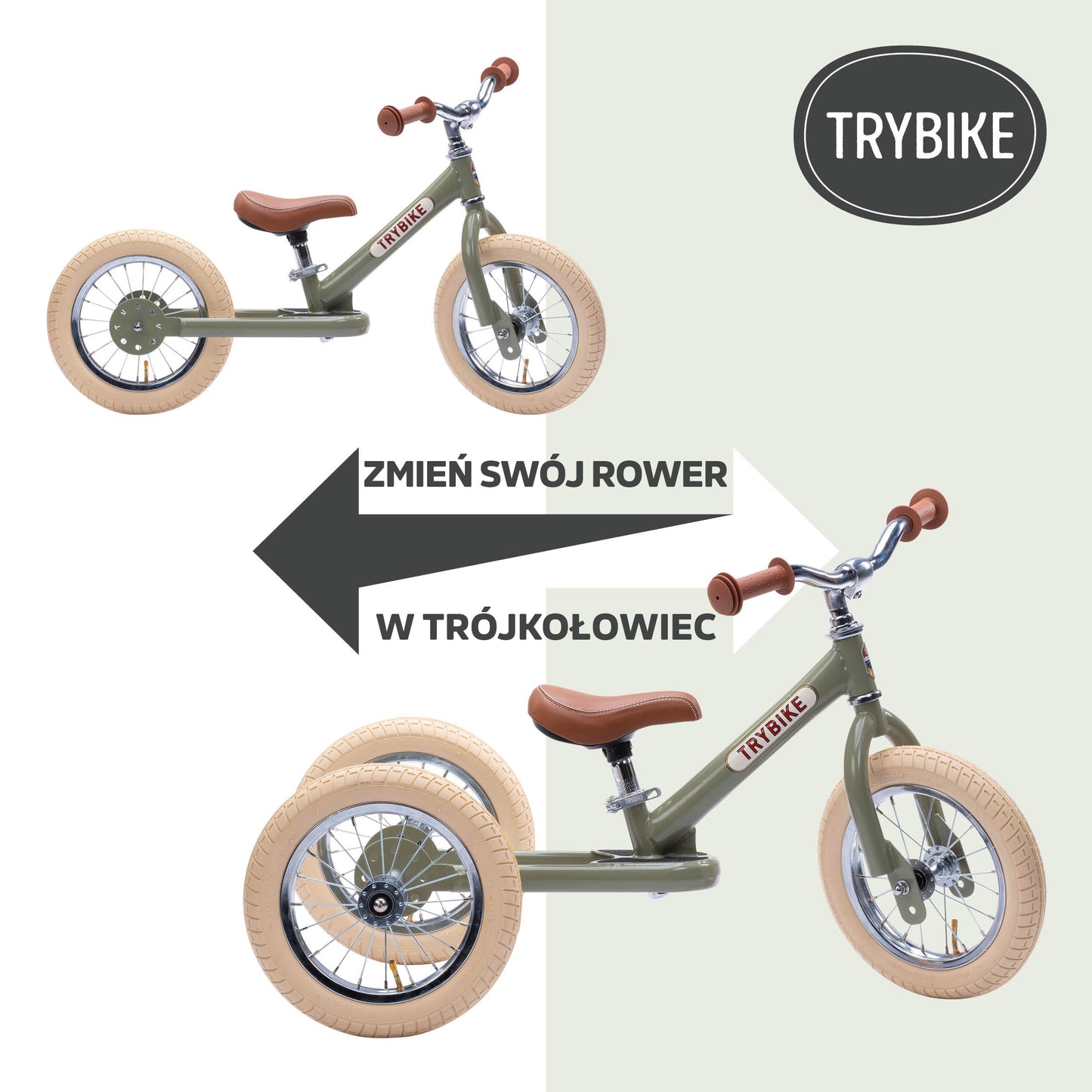 Pierwszy rowerek trójkołowy dziecięcy biegowy 2w1 czerwony matowy Trybike vintage 3wheeler