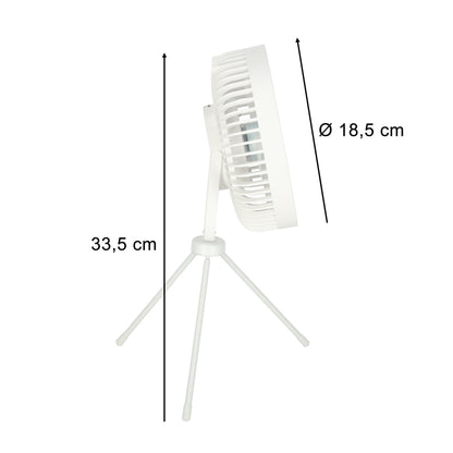Wentylator biurkowy wiatrak stojący bezprzewodowy USB na pilot z lampką 4 poziomy mocy 18cm biały
