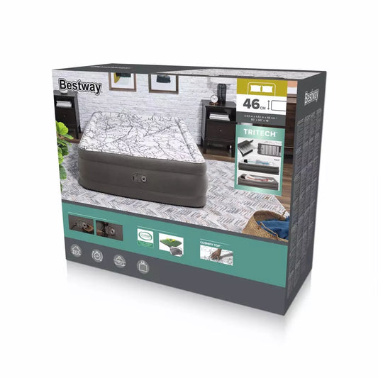 Bestway Dmuchany materac z wbudowaną pompką, 203x152x46 cm