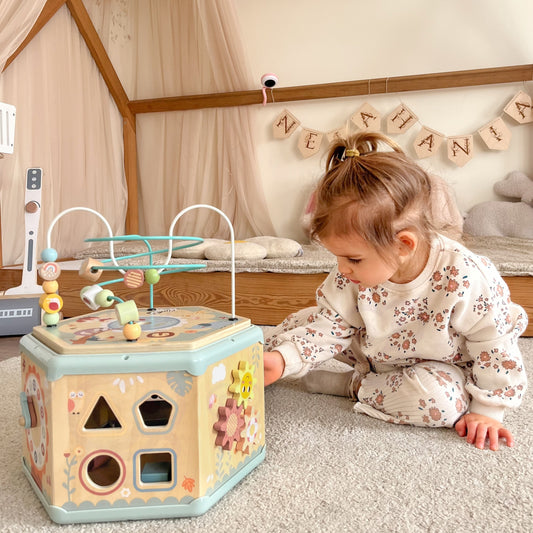 TOOKY TOY Interaktywny Drewniany Sześciokąt Montessori Otwierane Pudełko