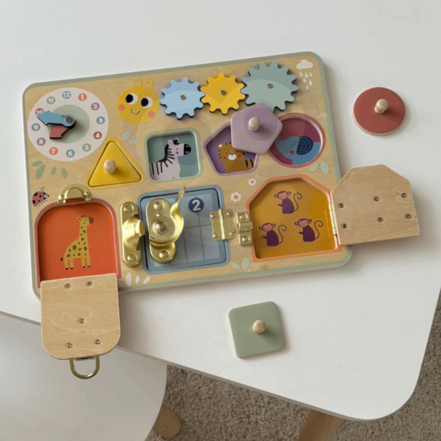 TOOKY TOY Tablica Manipulacyjna Zamki Zębatki Sorter Zegar