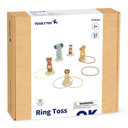TOOKY TOY Rzut do Celu Drewniana Gra Zręcznościowa Obręcze 15 el.