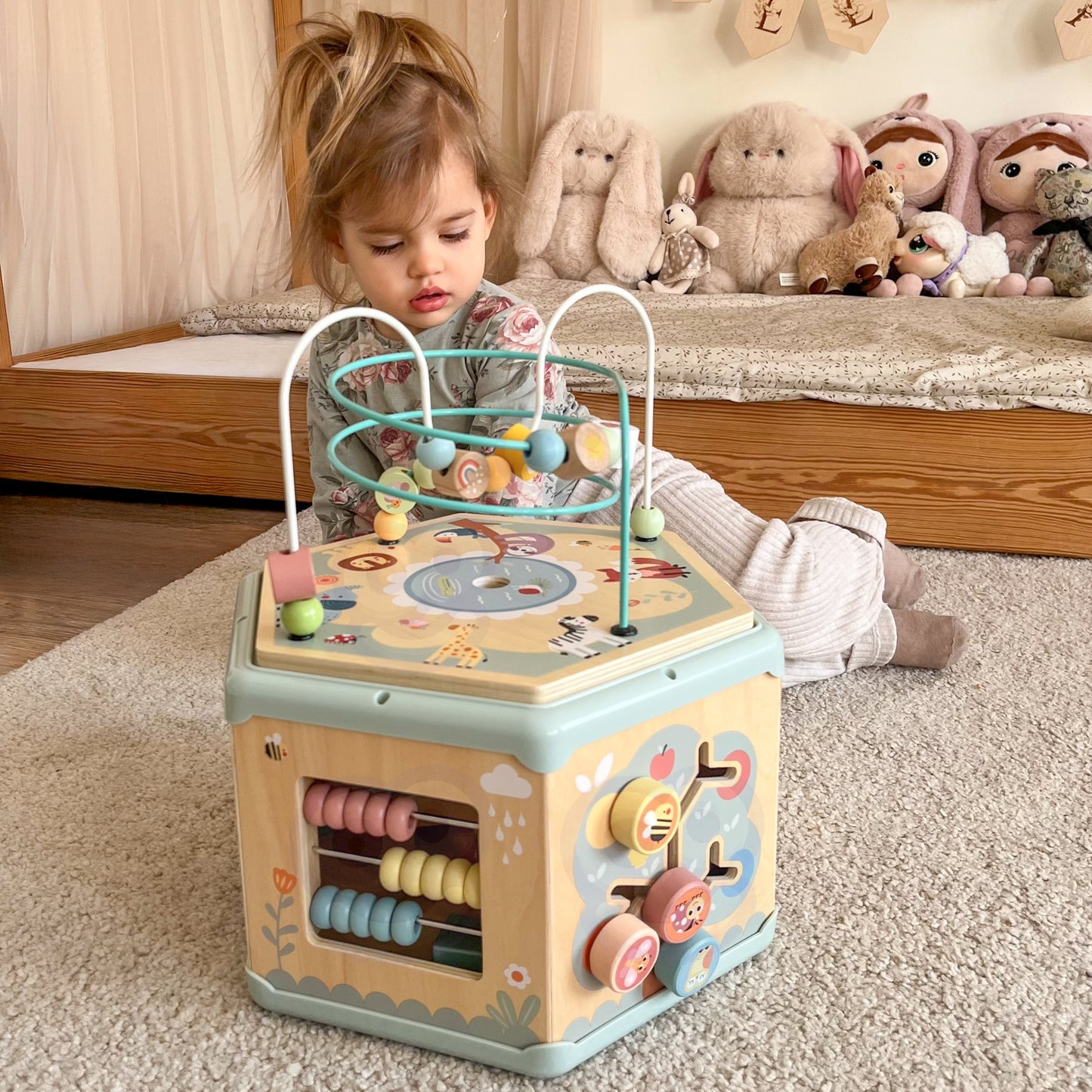 TOOKY TOY Interaktywny Drewniany Sześciokąt Montessori Otwierane Pudełko