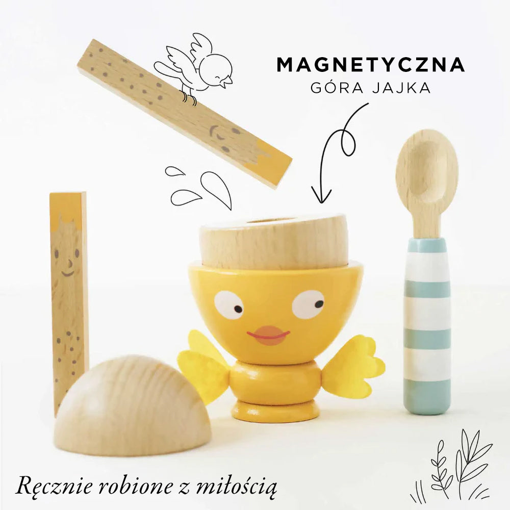 Drewniany kieliszek do jajka i jajko, zabawka dla dzieci, zestaw Le Toy Van