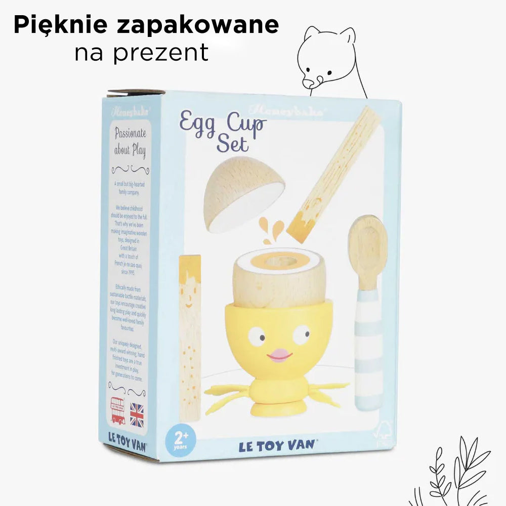 Drewniany kieliszek do jajka i jajko, zabawka dla dzieci, zestaw Le Toy Van