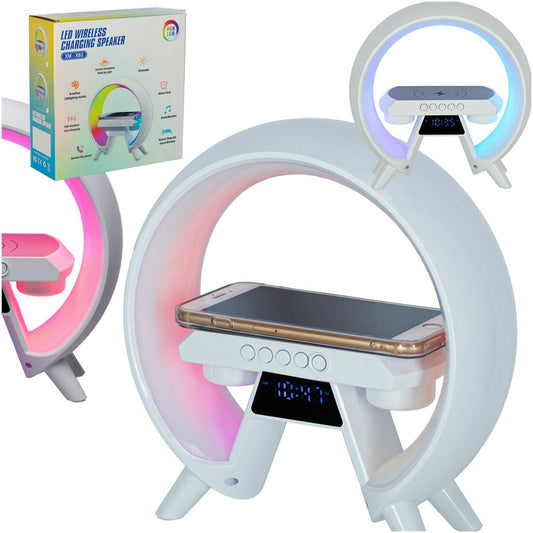 Lampka LED Gamingowa RGB głośnik ładowarka indukcyjna radio budzik zegar - www.zabawki - sensoryczne.pl