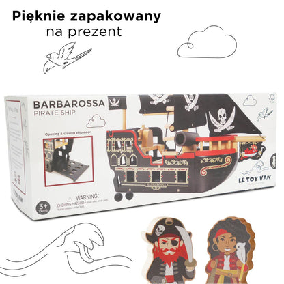 Drewniany statek piracki Barbarossa, zabawka dla dzieci, Le Toy Van